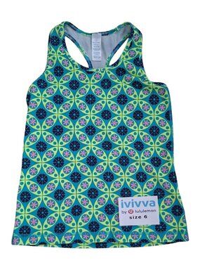 Ivivva by Lululemon🍋 Keep Ur Cool Racer Colours tank top green yellow size 6